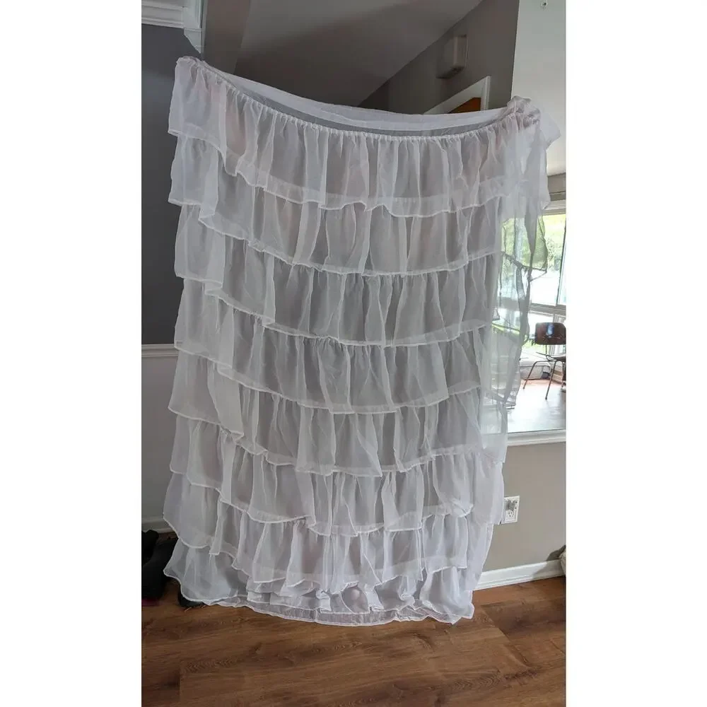 Sheer White Ruffle Shabby Chic Classic Drapes 4 Panels 54 x 80 Each